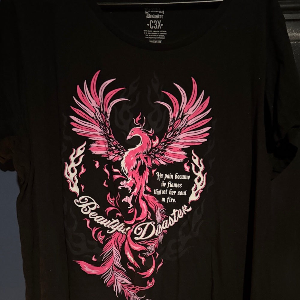 Beautiful Disaster Black and Pink Phoenix Tee